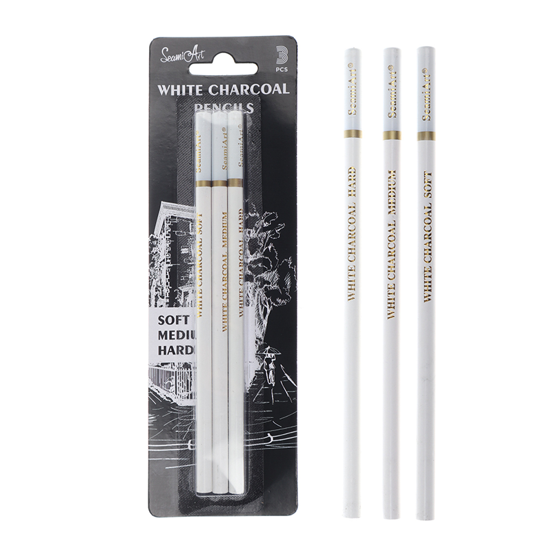 3pcs 흰색 스케치 숯 연필 스케치 그림 그리기 표준 하이라이트 탄소 펜 아트 공예 도구 학교 용품